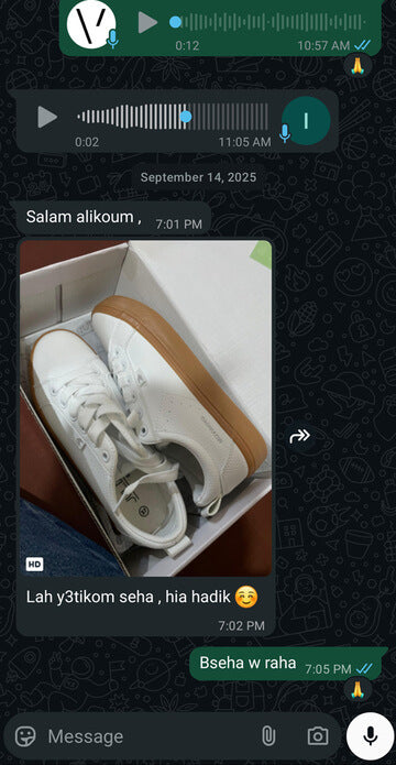 Avis WhatsApp – Sneakers Blanche Essence – Sable – 5